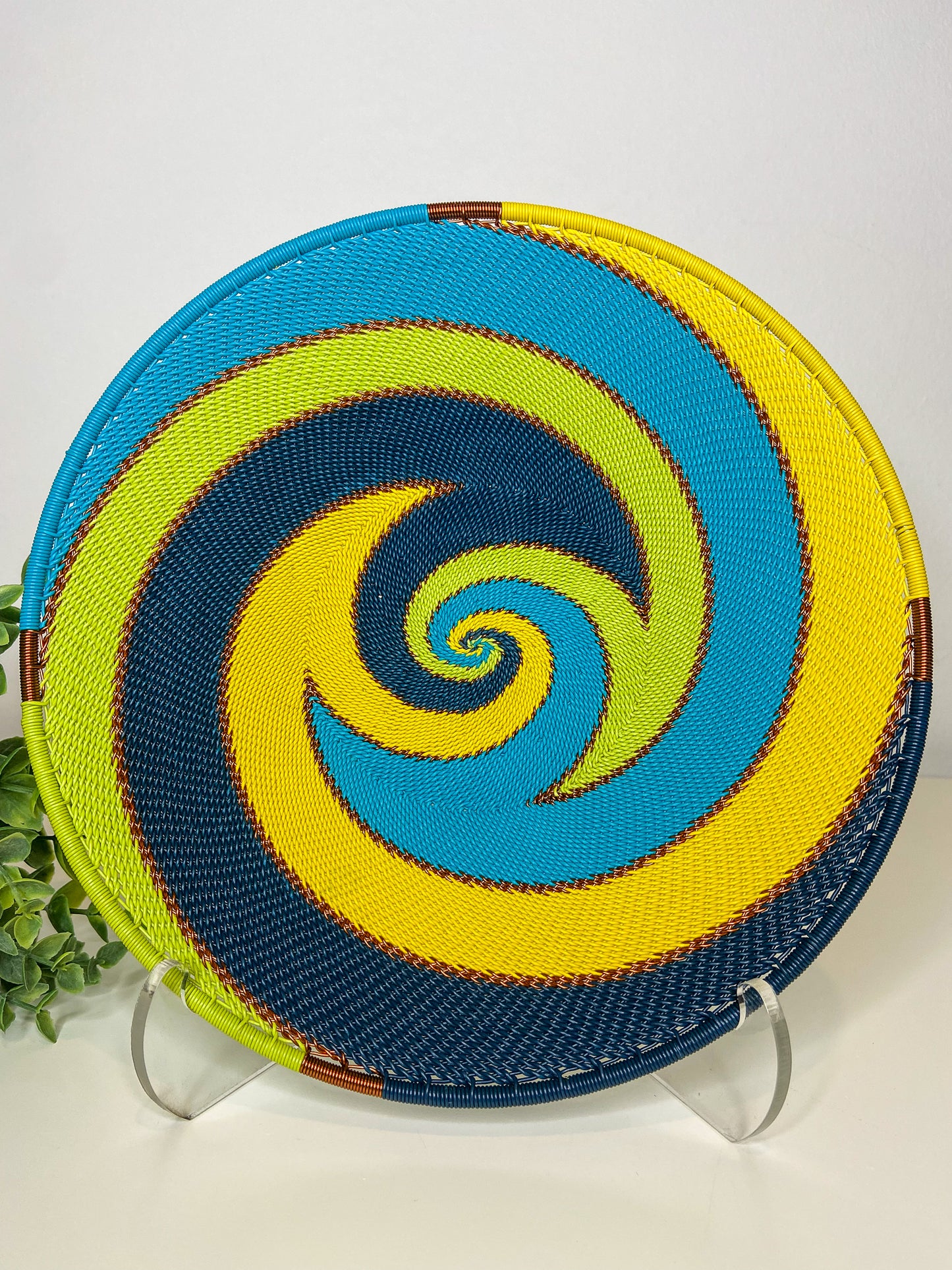 Large Open V Telephone Wire Plate - Bohemian Blue