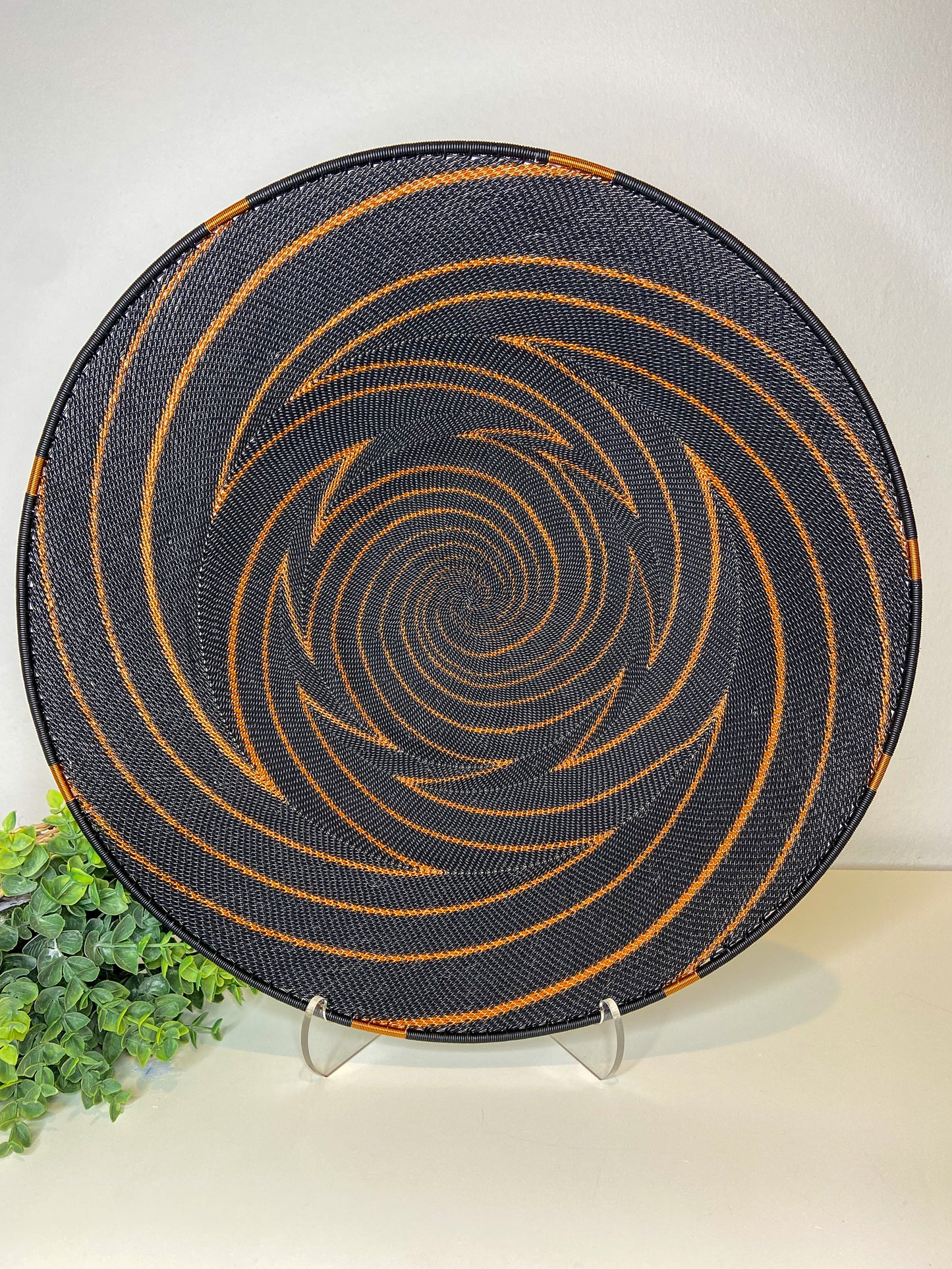 Extra Large Open V Telephone Wire Plate - Black and Copper