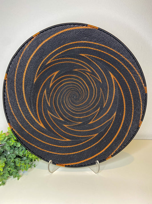 Extra Large Open V Telephone Wire Plate -  Black and Copper
