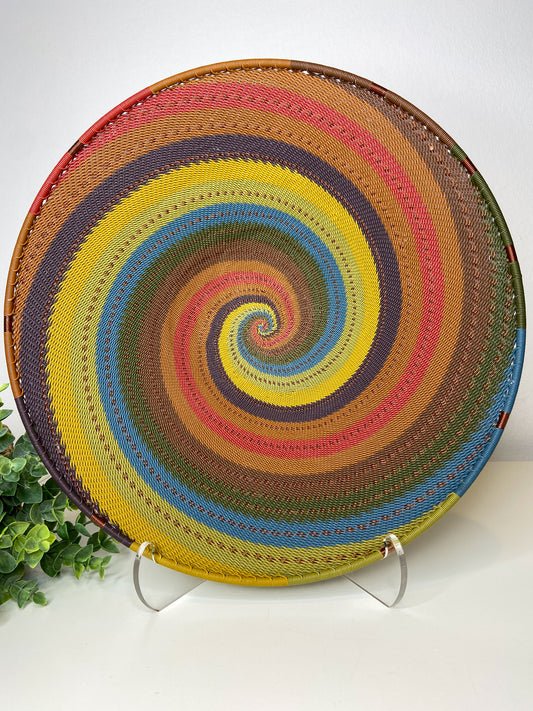 Large Open V Telephone Wire Plate - Earthy Rainbow