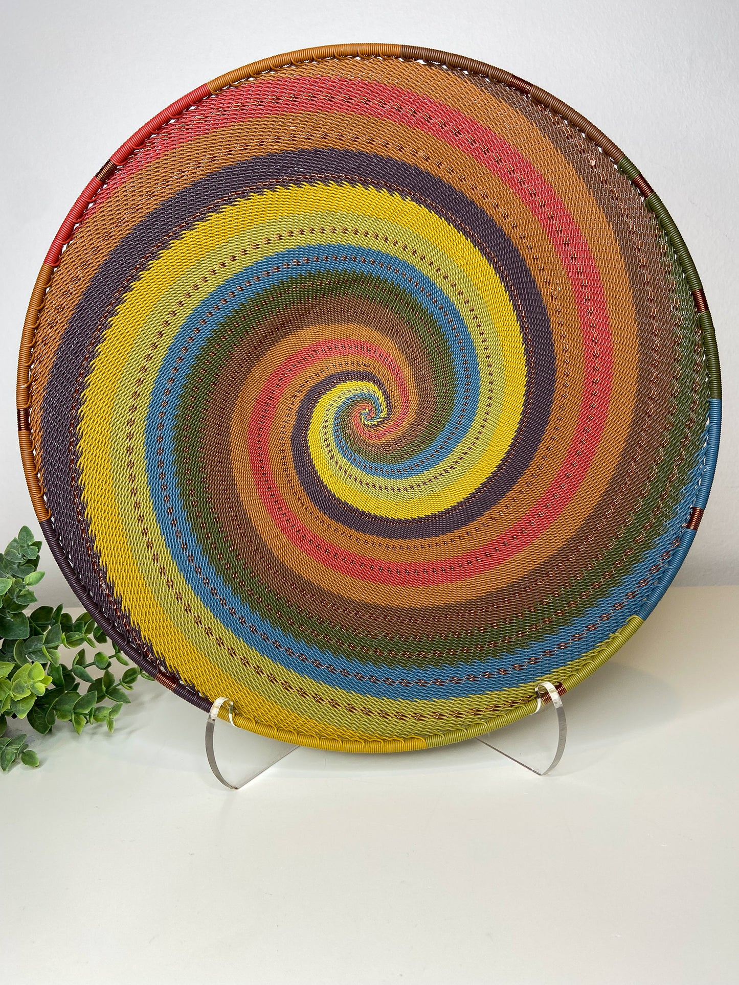 Large Open V Telephone Wire Plate - Earthy Rainbow