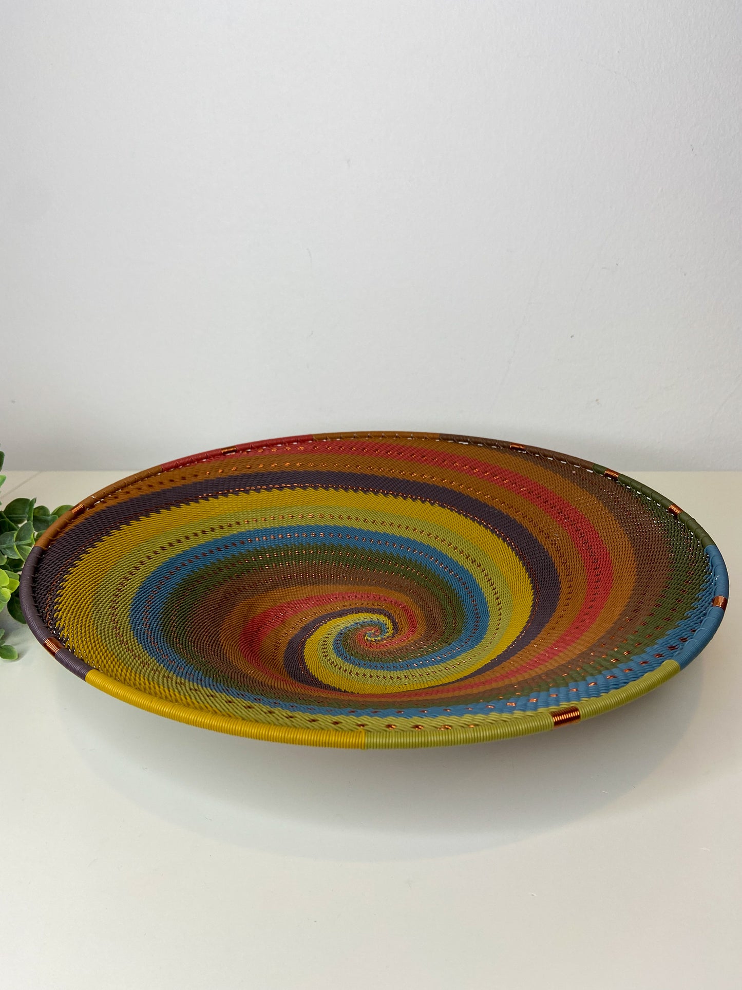 Large Open V Telephone Wire Plate - Earthy Rainbow
