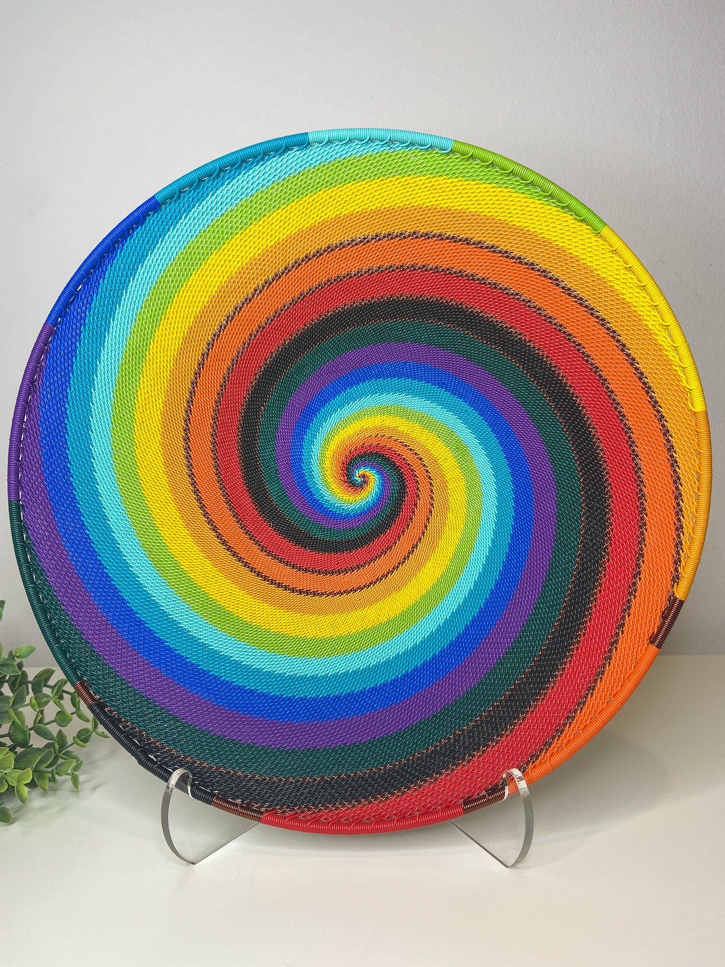 Large Open V Telephone Wire Plate - Full Rainbow