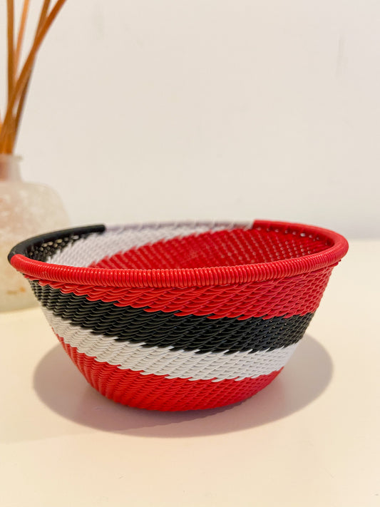 Small Deep Bowl - Red & White