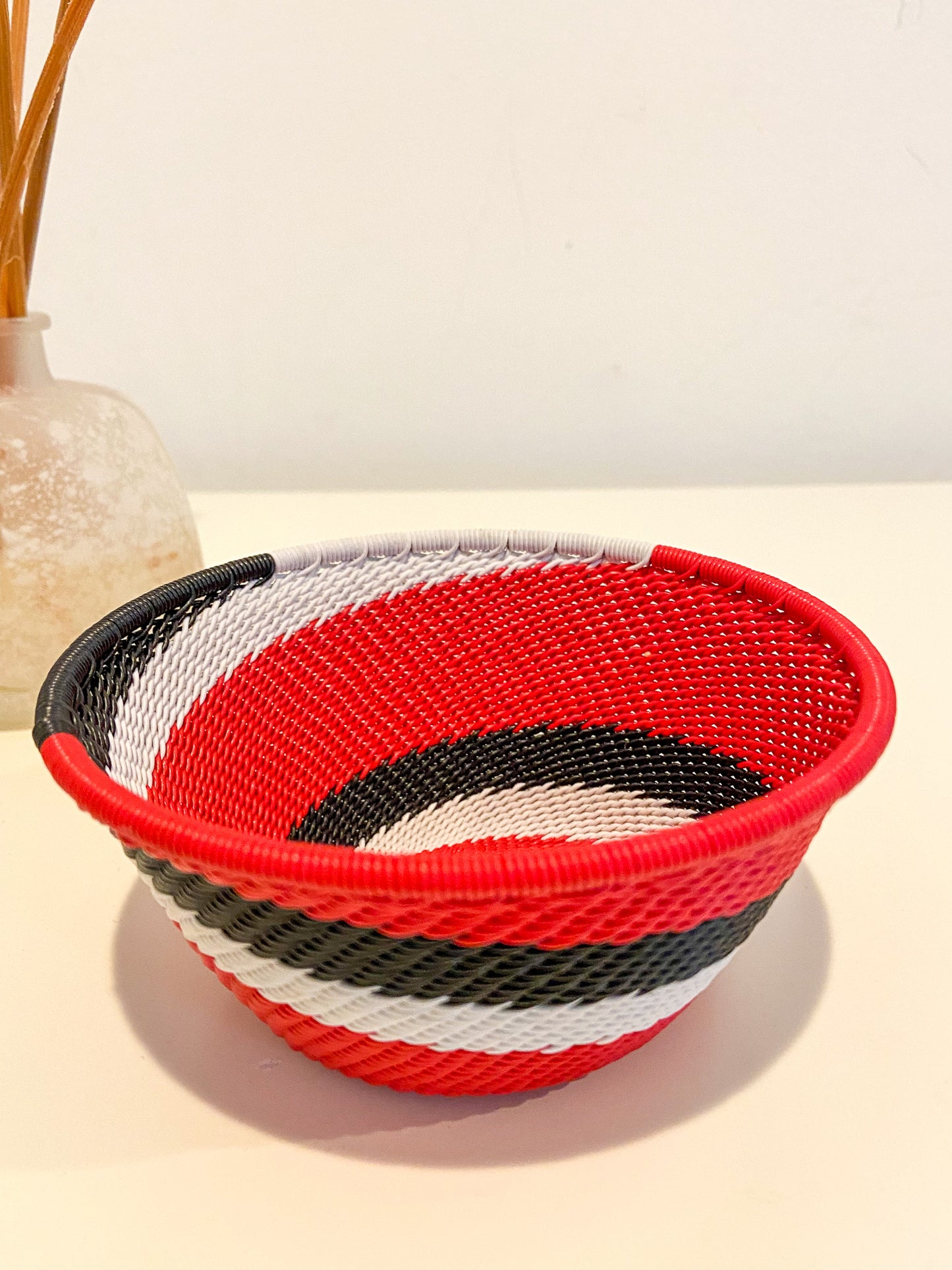 Small Deep Bowl - Red & White