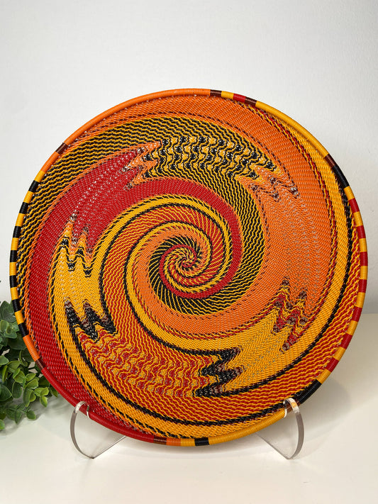 Small Open V Telephone Wire Plate - African Fire