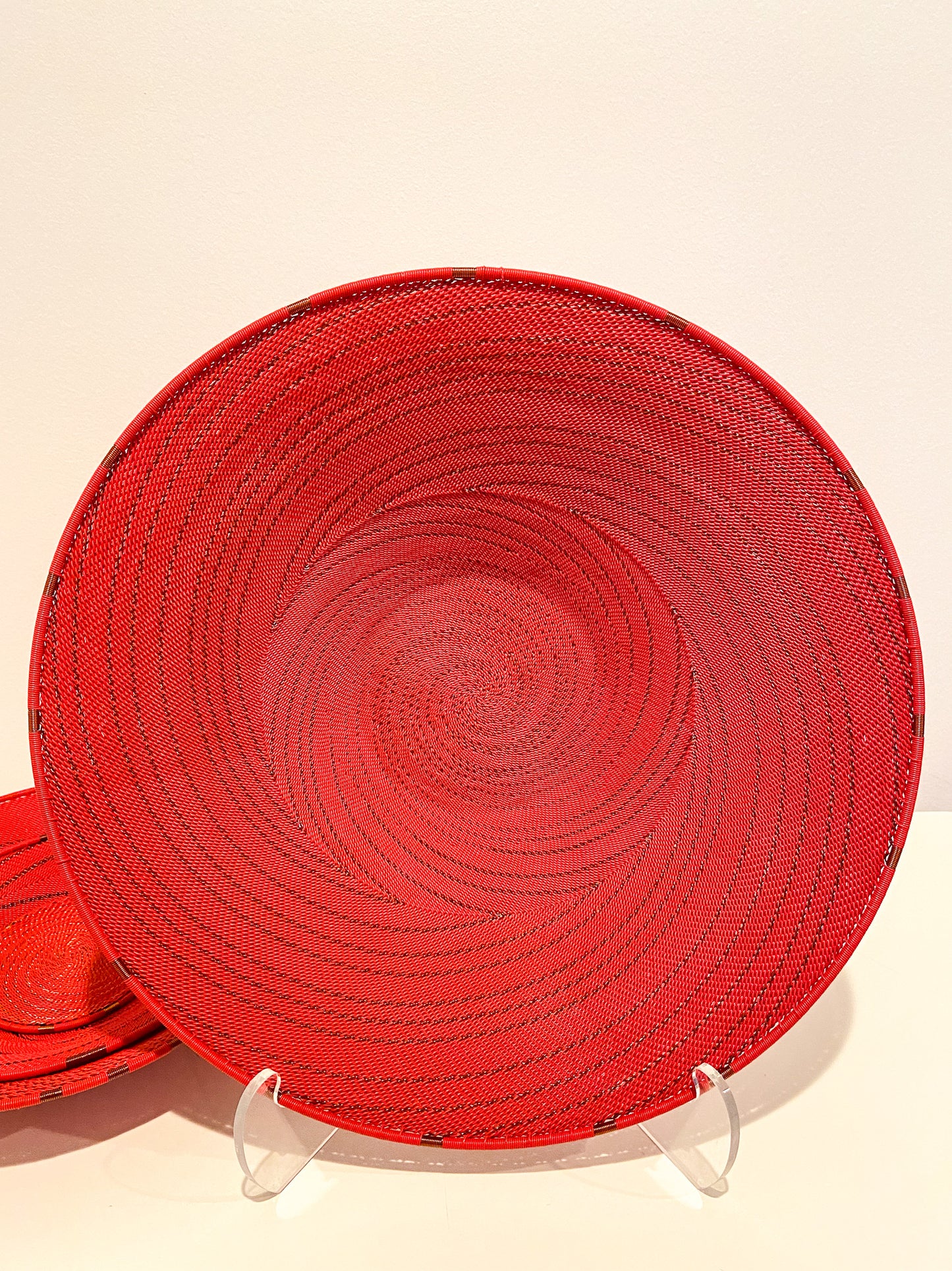 Medium Open V Telephone Wire Plate - Red & Copper